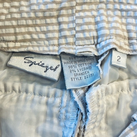 Vintage Spiegel Seersucker Striped Pants Tan and White  Size 2 - Picture 4 of 5